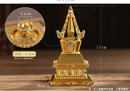 TOP GOOD Buddhist articles-efficacious HOME family Protection Talisman- 8 auspicious GOLD holder Holy water cup