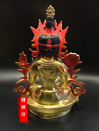 TOP GOOD Buddhist supplies # HOME family  Protection # 30CM large Buddhism Green Tara Buddha gilding brass statue