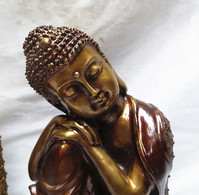 TOP GOOD Buddhist supplies # home family Bless Safe good luck Buddha # Copper Southeast Asia Sleeping Buddha art statue--26cm