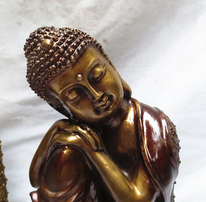 TOP GOOD Buddhist supplies # home family Bless Safe good luck Buddha # Copper Southeast Asia Sleeping Buddha art statue--26cm