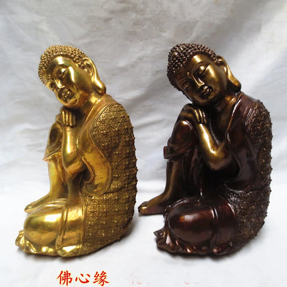 TOP GOOD Buddhist supplies # home family Bless Safe good luck Buddha # Copper Southeast Asia Sleeping Buddha art statue--26cm