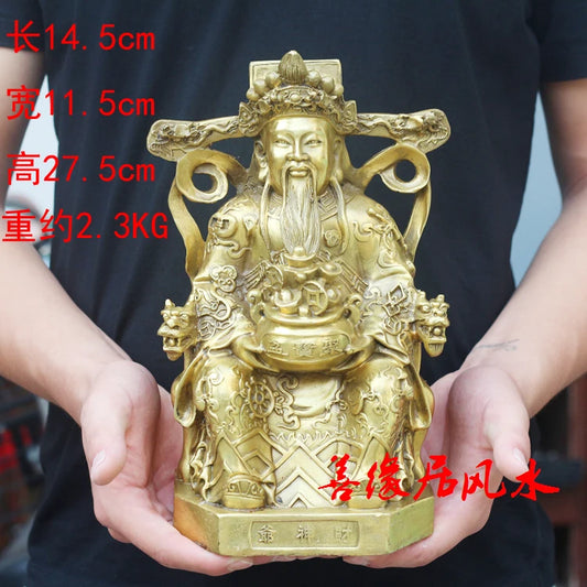 TOP GOOD Business Efficacious Money Drawing Talisman -Home office God of wealth fortune god CAI SHEN Golden Copper statue