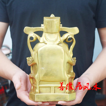 TOP GOOD Business Efficacious Money Drawing Talisman -Home office God of wealth fortune god CAI SHEN Golden Copper statue
