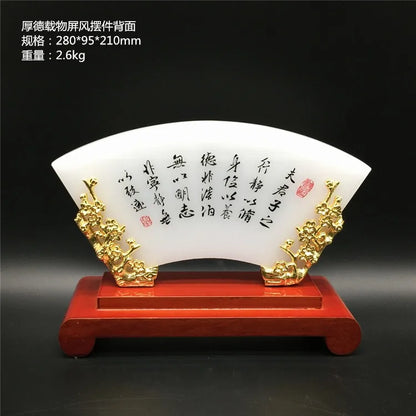TOP GOOD -CHINA foreign Business gift # office Mascot Success Golden JADE "HOU DE ZAI WU "Spiritual conception art statue