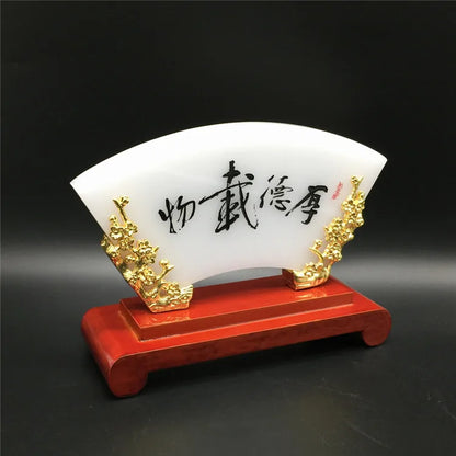 TOP GOOD -CHINA foreign Business gift # office Mascot Success Golden JADE "HOU DE ZAI WU "Spiritual conception art statue
