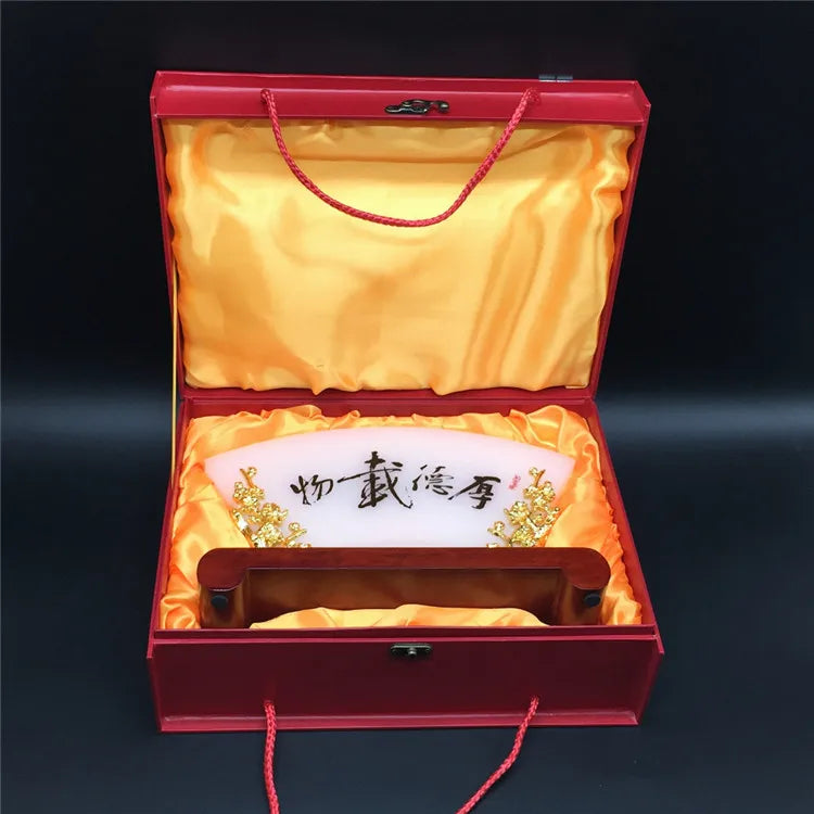 TOP GOOD -CHINA foreign Business gift # office Mascot Success Golden JADE "HOU DE ZAI WU "Spiritual conception art statue