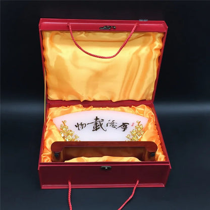 TOP GOOD -CHINA foreign Business gift # office Mascot Success Golden JADE "HOU DE ZAI WU "Spiritual conception art statue