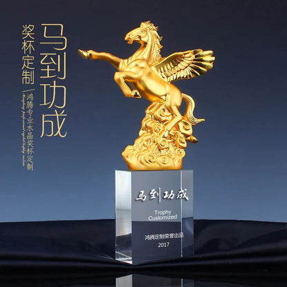 TOP GOOD  Custom Business gift -Home office company annual meeting  Mascot fortune HORSE crystal statue Trophy