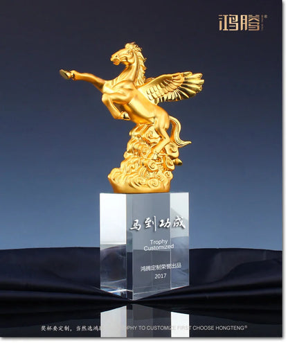 TOP GOOD  Custom Business gift -Home office company annual meeting  Mascot fortune HORSE crystal statue Trophy