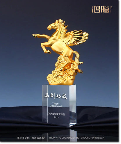 TOP GOOD  Custom Business gift -Home office company annual meeting  Mascot fortune HORSE crystal statue Trophy