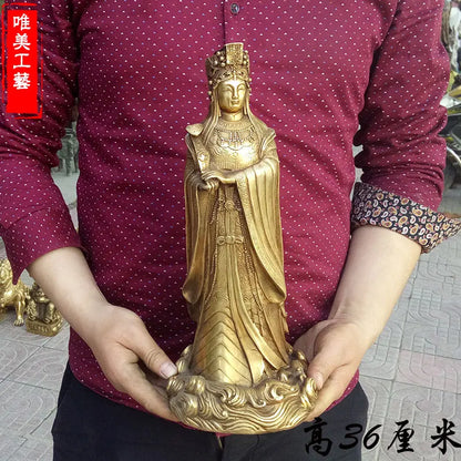 TOP GOOD  Family efficacious protective-Talisman Bless peace Mazu Goddess Matsu Collection copper statue Decoration