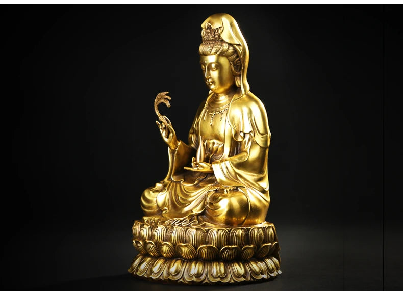 TOP GOOD Guanyin bodhisattva Buddha # Buddhist disciple HOME family Protection #GOOD FENG SHUI copper statue   28 CM large size