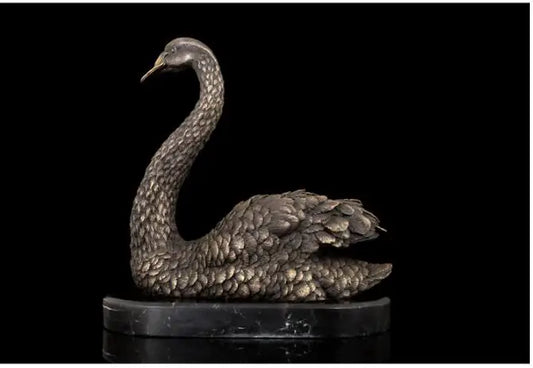 -TOP GOOD  HOME OFFICE ROOM CLUB BAR TOP decorative art -original animal Goose Swan Retro bronze sculpture art statue