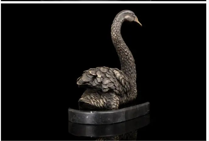 -TOP GOOD  HOME OFFICE ROOM CLUB BAR TOP decorative art -original animal Goose Swan Retro bronze sculpture art statue