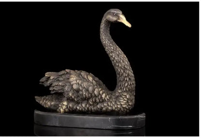 -TOP GOOD  HOME OFFICE ROOM CLUB BAR TOP decorative art -original animal Goose Swan Retro bronze sculpture art statue