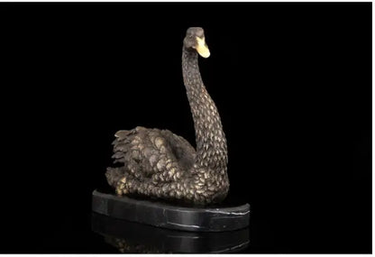 -TOP GOOD  HOME OFFICE ROOM CLUB BAR TOP decorative art -original animal Goose Swan Retro bronze sculpture art statue