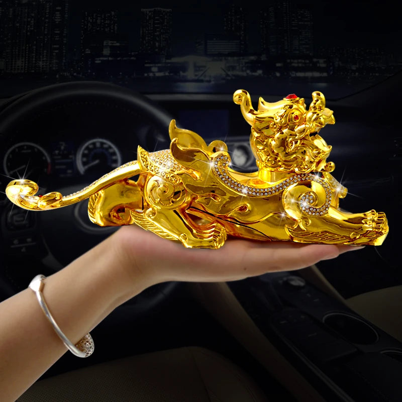 TOP GOOD # HOME OFFICE SHOP CAR TOP Talisman Protection # Money Drawing GOOD LUCK gold PI XIU Mythical dragon FENG SHUI statue