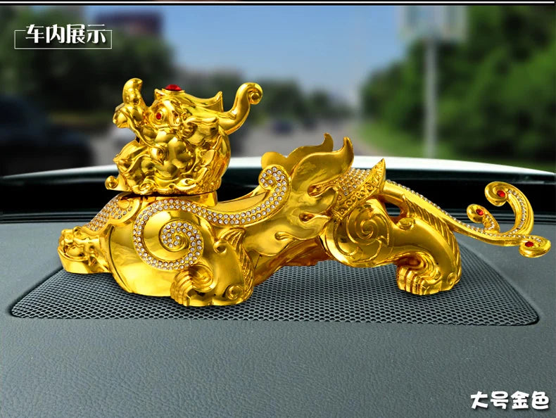 TOP GOOD # HOME OFFICE SHOP CAR TOP Talisman Protection # Money Drawing GOOD LUCK gold PI XIU Mythical dragon FENG SHUI statue