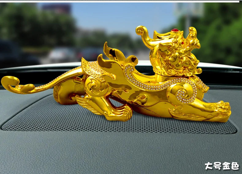 TOP GOOD # HOME OFFICE SHOP CAR TOP Talisman Protection # Money Drawing GOOD LUCK gold PI XIU Mythical dragon FENG SHUI statue