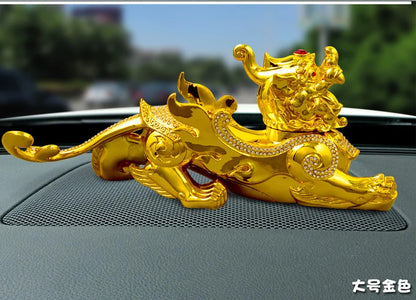 TOP GOOD # HOME OFFICE SHOP CAR TOP Talisman Protection # Money Drawing GOOD LUCK gold PI XIU Mythical dragon FENG SHUI statue