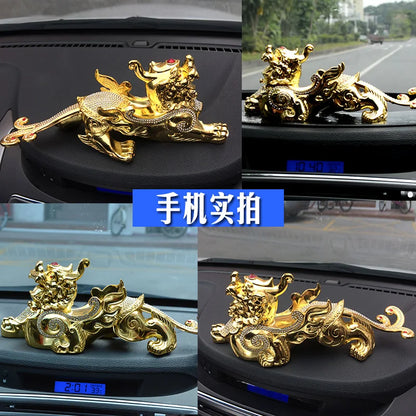 TOP GOOD # HOME OFFICE SHOP CAR TOP Talisman Protection # Money Drawing GOOD LUCK gold PI XIU Mythical dragon FENG SHUI statue