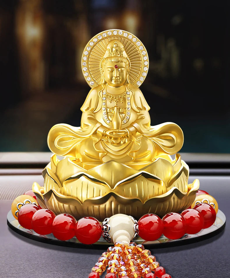 TOP GOOD # HOME OFFICE SHOP CAR  Talisman Protection # bless GOOD LUCK Safe High-grade gold Guanyin Buddha FENG SHUI statue