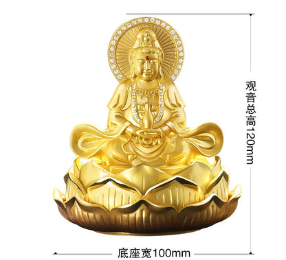 TOP GOOD # HOME OFFICE SHOP CAR  Talisman Protection # bless GOOD LUCK Safe High-grade gold Guanyin Buddha FENG SHUI statue