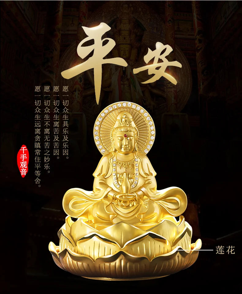 TOP GOOD # HOME OFFICE SHOP CAR  Talisman Protection # bless GOOD LUCK Safe High-grade gold Guanyin Buddha FENG SHUI statue