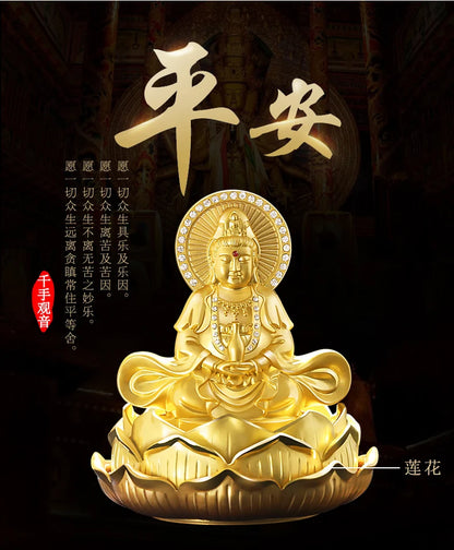 TOP GOOD # HOME OFFICE SHOP CAR  Talisman Protection # bless GOOD LUCK Safe High-grade gold Guanyin Buddha FENG SHUI statue
