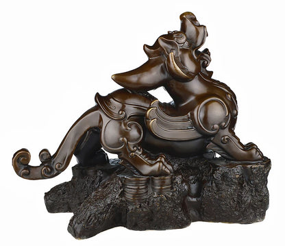 TOP GOOD HOME OFFICE Talisman-The town house Money Drawing thriving business FENG SHUI PI XIU dragon bronze statue 45CM