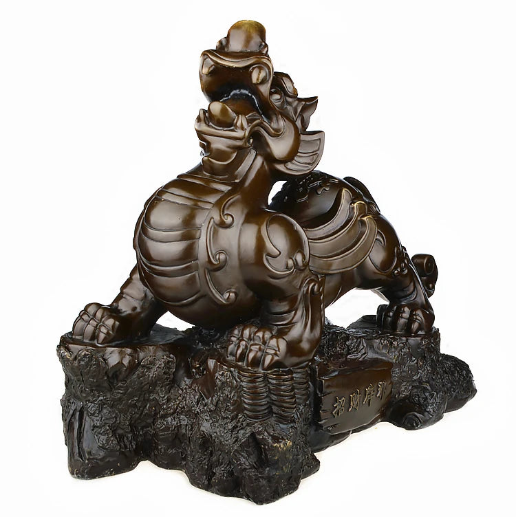 TOP GOOD HOME OFFICE Talisman-The town house Money Drawing thriving business FENG SHUI PI XIU dragon bronze statue 45CM