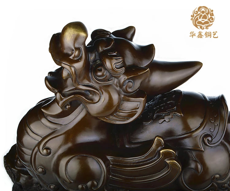TOP GOOD HOME OFFICE Talisman-The town house Money Drawing thriving business FENG SHUI PI XIU dragon bronze statue 45CM