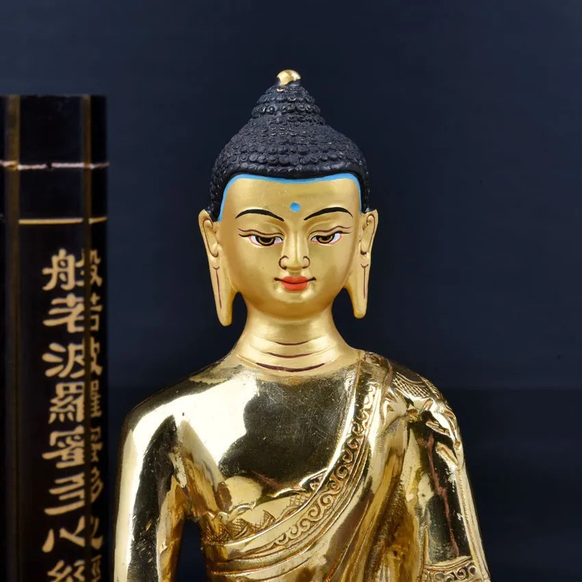 TOP GOOD HOME OFFICE TalismanHouse Protection # Gilding brass Tibetan Buddhism bhaisajyaguru buddha statue 20 CM