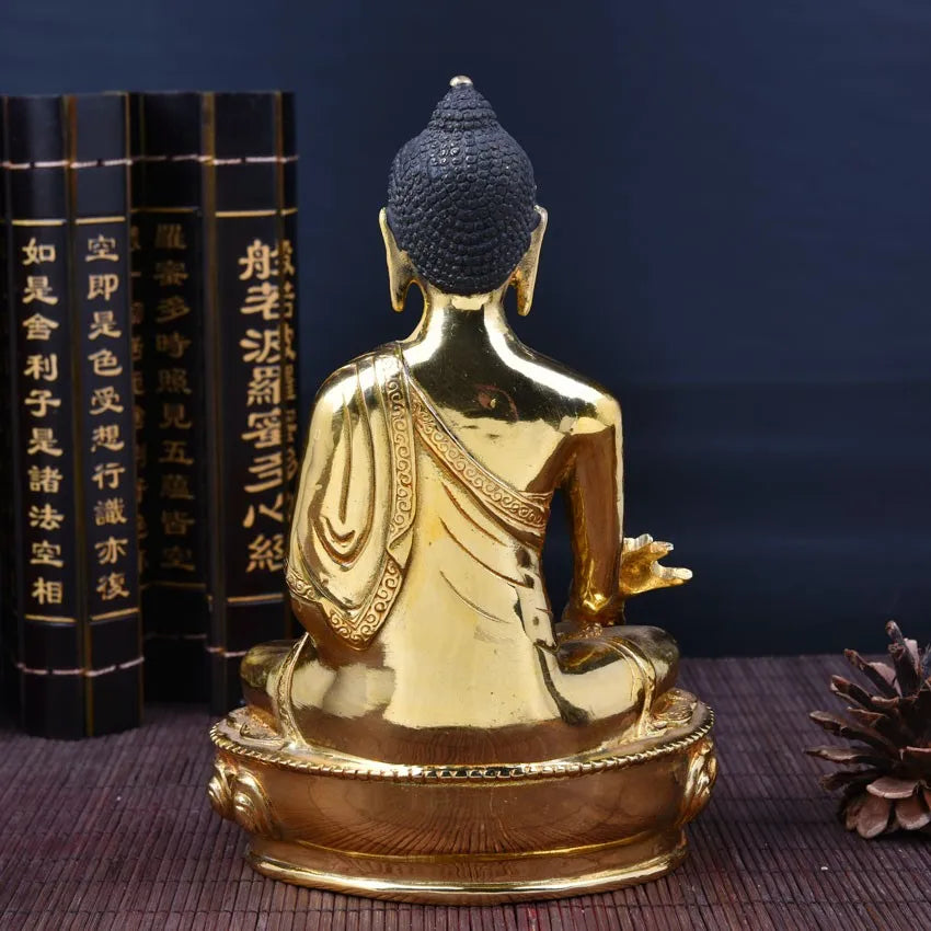 TOP GOOD HOME OFFICE TalismanHouse Protection # Gilding brass Tibetan Buddhism bhaisajyaguru buddha statue 20 CM