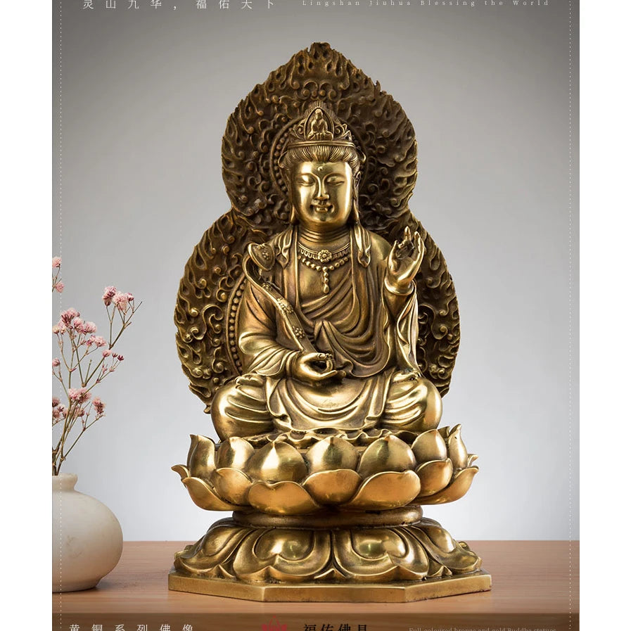 TOP GOOD HOME Temple Company Patron saint Buddhism GOOD LUCK Wisdom Buddha the Bodhisattva Manjusri WEN SHI PU SA  brass statue