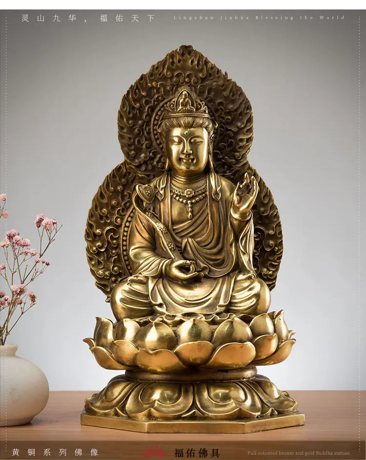 TOP GOOD HOME Temple Company Patron saint Buddhism GOOD LUCK Wisdom Buddha the Bodhisattva Manjusri WEN SHI PU SA  brass statue