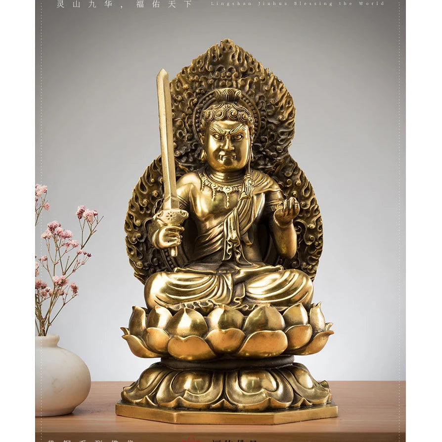 TOP GOOD HOME Temple Company Patron saint Buddhism GOOD LUCK Wisdom Buddha the Bodhisattva Manjusri WEN SHI PU SA  brass statue