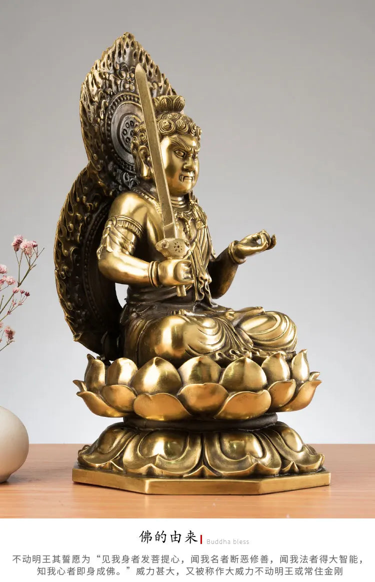 TOP GOOD HOME Temple Company Patron saint guardian GOD Buddhism Exorcism  Acalanatha BU DONG MING WANG Buddha brass statue 27CM