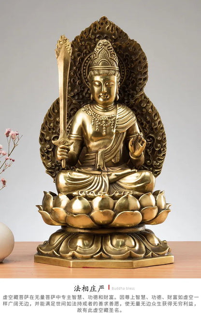 TOP GOOD HOME Temple Company Patron saint guardian GOD Buddhism GOOD LUCK Wealth Buddha Akashagarbha XU KONG PU SA brass statue