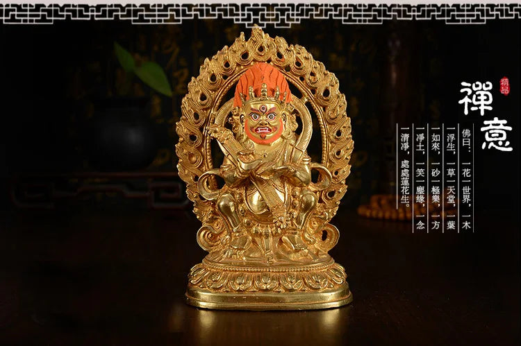 TOP GOOD  HOME family  Talisman Buddhism full Gilding Gold-plated Two arm Maha Gala Buddha statue