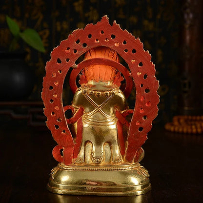 TOP GOOD  HOME family  Talisman Buddhism full Gilding Gold-plated Two arm Maha Gala Buddha statue