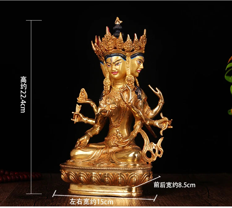 TOP GOOD  HOME family efficacious Talisman Buddhism full Gilding Gold-plated Namgyalma Kong Kim Buddha statue