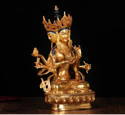 TOP GOOD  HOME family efficacious Talisman Buddhism full Gilding Gold-plated Namgyalma Kong Kim Buddha statue