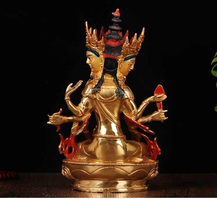 TOP GOOD  HOME family efficacious Talisman Buddhism full Gilding Gold-plated Namgyalma Kong Kim Buddha statue