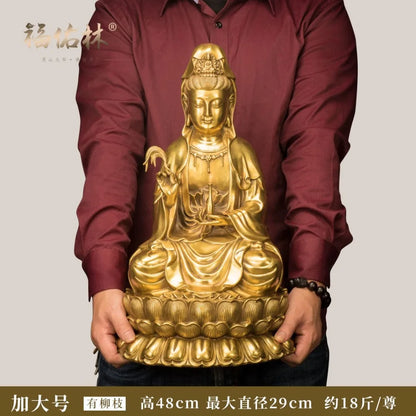 TOP GOOD -HOME lobby Temple Company Opening Good luck Auspicious Guanyin Buddha brass Sculpture statue  48CM