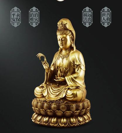 TOP GOOD -HOME lobby Temple Company Opening Good luck Auspicious Guanyin Buddha brass Sculpture statue  48CM