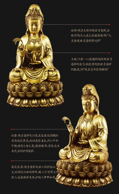 TOP GOOD -HOME lobby Temple Company Opening Good luck Auspicious Guanyin Buddha brass Sculpture statue  48CM