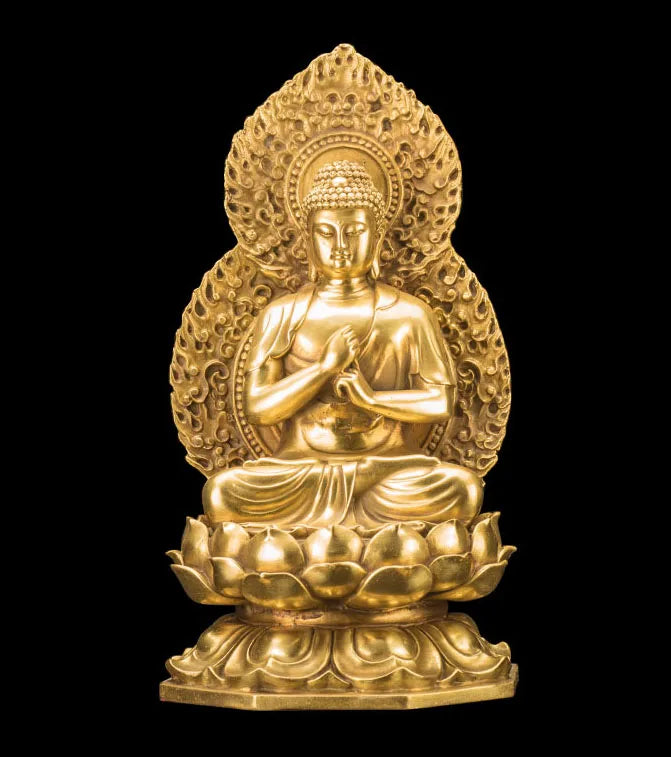 TOP GOOD  -HOME lobby Temple Company Patron saint Buddhism Good luck Auspicious RU LAI Buddha brass statue 27CM