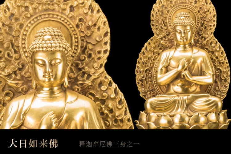 TOP GOOD  -HOME lobby Temple Company Patron saint Buddhism Good luck Auspicious RU LAI Buddha brass statue 27CM