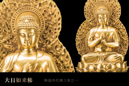 TOP GOOD  -HOME lobby Temple Company Patron saint Buddhism Good luck Auspicious RU LAI Buddha brass statue 27CM